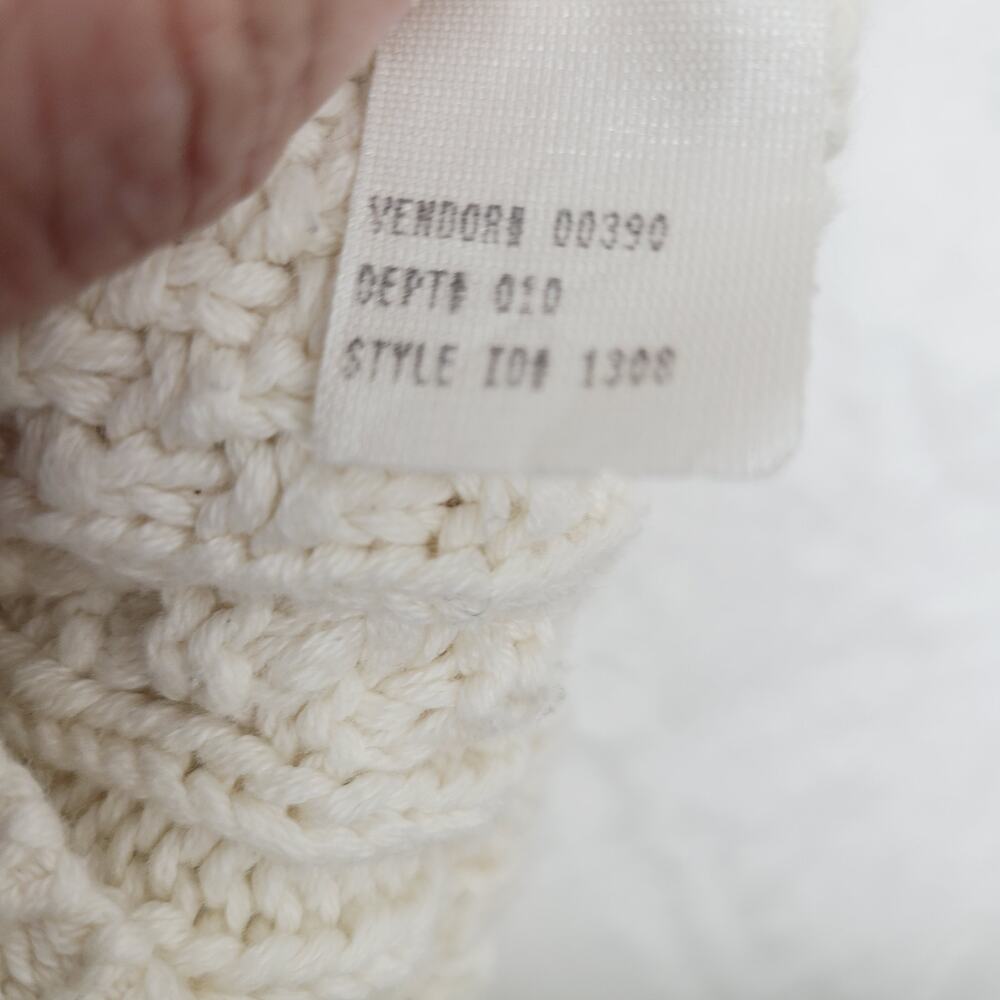 Eddie Bauer Cableknit Sweater V-Neck Cream Plus Fisherman Aran Style XXL - Picture 9 of 10